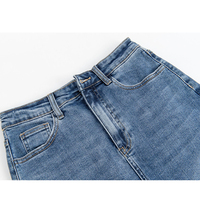 Nouvelle mode jupe en jean fendue taille haute pour femme, coupe trapèze mi-longue, slim