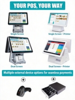Système de point de vente à double écran ODM blanc 15,6 pouces + 11,6 pouces, caisse enregistreuse pour restaurant, écran tactile tout-en-un, Windows/Android, 1 an
