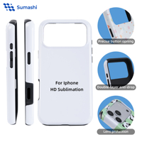Coque de téléphone personnalisée par sublimation, PC+TPU 2-en-1, impression 3D brillante, faible MOQ pour iPhone 17 Pro Max Samsung S25