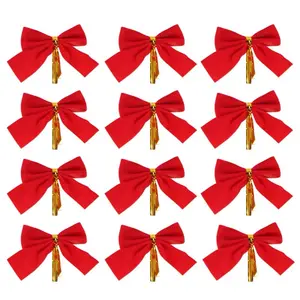 Kerststrik Kerstversiering Voor Thuis Goud Rode Strik Kerstboom Ornamenten Nieuwjaar 2024 Decor