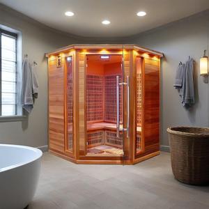 SS-450T Moderne Elektrische Far Infrarood Saunaruimte 4-persoons Infraroodverwarming Traditionele Sauna Koude Dompelbad Toermalijn Steen
