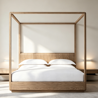 Lit à baldaquin personnalisable en bois massif naturel, style de luxe, écologique, pour opérateurs de villas et de manoirs