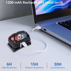 Lampe frontale légère et réglable, charge rapide par USB, plusieurs fonctions d'éclairage, adaptée aux pannes de courant - Product Image 2