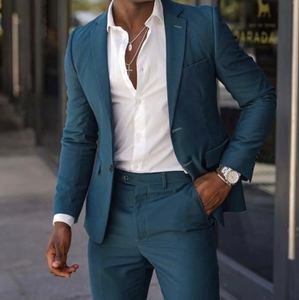 क्लासिक नोकदार अंचल पुरुषों सूट एकल छाती दो बटन दुल्हन शादी Tuxedos स्लिम फिट प्रोम रंगीन जाकेट <span class=keywords><strong>2</strong></span> टुकड़े जैकेट + पंत - Product Image 2