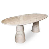 Table à manger moderne en marbre de bonne qualité, design ovale pour salle à manger