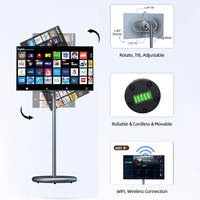 Écran de télévision portable intelligent, moniteur LCD mobile, affichage numérique avec support, alimentation par batterie, moniteur de télévision mobile Android