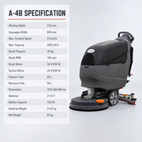 Autolaveuse autoportée A-4B, machine de nettoyage de sols commerciale 510 mm, réservoir de solution 40 L, réservoir de récupération 50 L