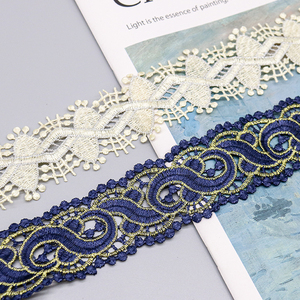 Thân thiện với môi nước hòa tan ren vải-màu xanh hải quân polyester thêu TRIM bán số lượng lớn - Product Image 1