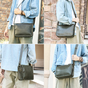 奢华男士真皮复古斜挎包定制带标志便携小夏季时尚斜挎包 - Product Image 6