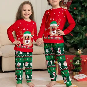 Conjuntos de pijama de Navidad con temática de Papá Noel rojo y verde de talla grande <span class=keywords><strong>Pijamas</strong></span> de Feliz Navidad a juego para la familia - Product Image 2