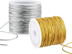 OKAY Vente en gros de <span class=keywords><strong>cordon</strong></span> élastique rond fait main en or et argent <span class=keywords><strong>1mm</strong></span> pour emballage cadeau de Noël - Product Image 2