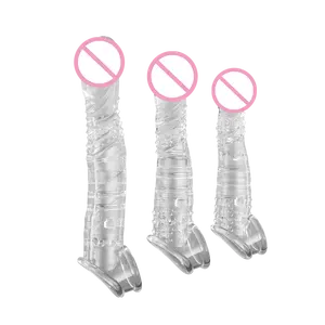 Couple Penis Extender Sex Reusable Cock Sleeve Enlarge Your Penis Condom For Men