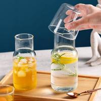 Carafe à café, carafe à eau de chevet, ensemble en verre, simplicité, ensemble 1+1 cafetière et tasses, bouteille à boisson résistante à la chaleur pour eau, jus, lait
