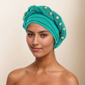10 colori africano cappello turbante matrimonio Casual poliestere copricapo foulard etnico sciarpe scialli bandane - Product Image 4
