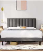 Lit double moderne et minimaliste, rembourré en tissu, avec cadre en teck, tailles personnalisables pour les petits appartements, meubles de chambre à coucher