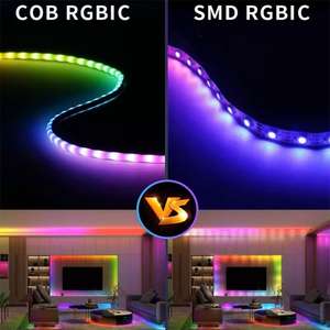 Bande lumineuse <span class=keywords><strong>LED</strong></span> COB RGBIC 5V 5mm 160 <span class=keywords><strong>LED</strong></span> pour salon, <span class=keywords><strong>TV</strong></span>, chambre à coucher, lumière d'ambiance nocturne, lumière changeante de couleur, bande COB - Product Image 2