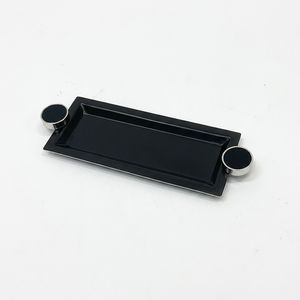 <b>Black</b> Matte Finish Metal <b>Serving</b> <b>Tray</b> With Handle For Home Hotel & Restaurant Food Server At Bulk From White Royals - Product Image 1