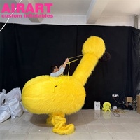 Costume de mascotte gonflable géant en forme d'autruche jaune, mascotte d'oiseau gonflable personnalisée pour parc à thème, carnaval, spectacle de rue
