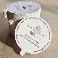 Couvre-poussière pour bougie personnalisé avec logo imprimé, cartes en papier avec graines de fleurs sauvages plantables, protection contre la poussière pour bougie, carte de remerciement