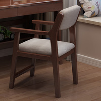 Chaise de salle à manger moderne en bois massif avec siège et accoudoirs rembourrés, chaise d'appoint nordique pour salle à manger, bureau et chambre, cuisine