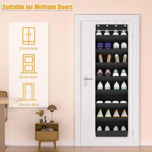 Over The Door Shoe Organizer 8 Tier Hanging Rack For Closet Door Deep Pocket Storage For Shoes Minimalist Design Non Woven - Product Image 5
