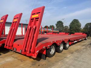 รถเทรลเลอร์แบบแท่นต่ำสำหรับงานหนัก50ton รถเทรลเลอร์3แกน12ล้อเหล็กสูง8มม. บันได ABS - Product Image 4