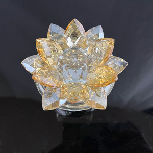 Vàng <span class=keywords><strong>Champagne</strong></span> Kim Cương Món Ăn Thủy Tinh Pha Lê Trang Sức Hộp Đính Với Nắp Hoa Sen MH-QT0483 - Product Image 4