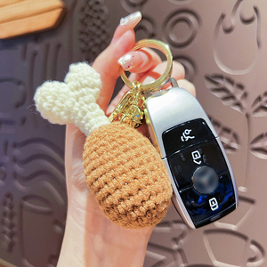 French Fries <b>Crochet</b> Ice Cream Hamburger Food Handmaking Pendant Weaved Keychains Cute Woolly Knitting Key Ring <b>Handbag</b> Charms - Product Image 2