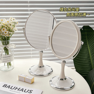 Desktop <b>Makeup</b> <b>Mirror</b> Round Metal Frame 6 8 Inch Double Sided <b>Vanity</b> <b>Mirror</b> For Bedroom Beauty Salon Use - Product Image 5