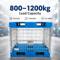 Chariot à palettes en treillis métallique robuste, capacité de charge 500 kg, empilable, démontable, galvanisé, pour stockage en entrepôt et logistique