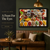 Décoration Murale en Verre et Aluminium sur le Thème des Épices de Cuisine, Tableau Culinaire pour Restaurant, Café, Salle à Manger, Intérieurs Modernes