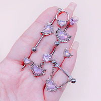 Rose nombril nombril anneaux femmes opale coeur pince-nez lèvre Labret Piercing hélice vis boucle d'oreille goujon Cartilage conque Piercing