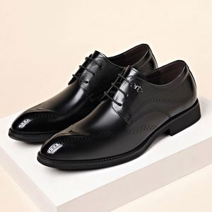 New Model Business-Grade Top-Grain Cowhide Men's Leather <b>Shoes</b> Wedding Business Casual Breathable <b>Height</b> <b>Increasing</b> Waterproof - Product Image 1