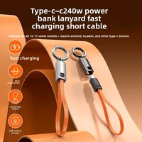 Cordon porte-clés avec câble de charge rapide USB-C PD 240W en alliage de zinc pour iPhone 17 et Huawei