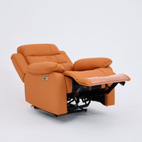 Sillón de Masaje Eléctrico de Cuero Genuino con Función de Vibración, Calefacción, Infrarrojos Lejanos, Sonido 4D, Relleno de Esponja, Extensible