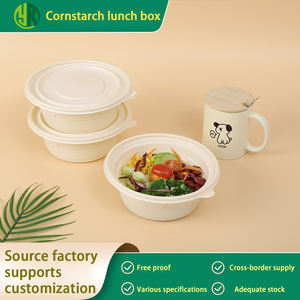 Tazón de sopa para llevar, tazón de avena, caja Bento redonda, protección, tazón ambiental degradable redondo con tapa, tazón de comida rápida - Product Image 5