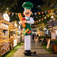 Mannequin publicitaire gonflable personnalisé en forme de chef de boulangerie, agitant un chapeau et tenant une baguette, pour extérieur, étanche, pour boulangerie et marché