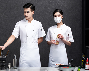 Chaqueta de Chef Unisex de Manga Corta con Cierre de Botones, de Lona de Poliéster Transpirable, Uniforme de Cocina para Hotel - Product Image 3