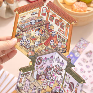 4 jeux d'autocollants de maison 3D DIY Fun DIY <span class=keywords><strong>Stickers</strong></span> Scene Make Your Own Mini Room Scenes Cute Cartoon Scene Sticker for Adult Kids - Product Image 2