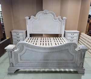 Ensemble de chambre à coucher en bois massif avec tiroirs, armoire et coiffeuse, lit king-size premium pour appartement, directement de l'usine - Product Image 3