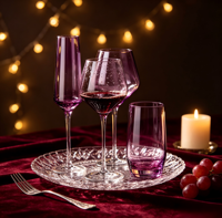 Verres à vin en cristal violet faits à la main de haute qualité, ensemble de 3 pièces, pour whisky et vin rouge, compatibles lave-vaisselle, capacité de 300 ml