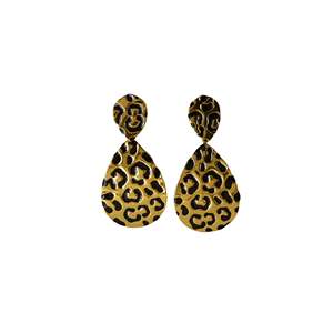 Fashion Drop Earrings 316L Stainless Steel PVD Gold Plating Sustainable Resistant <b>Leopard</b> <b>Print</b> Design - Product Image 1