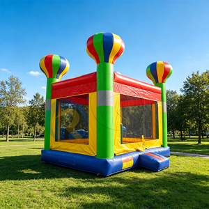 Château gonflable pour enfants en forme de montgolfière arc-en-ciel, château gonflable pour fête, château gonflable extérieur commercial - Product Image 1