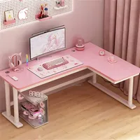 Bureau d'ordinateur d'angle en fibre de carbone rose avec étagère, mobilier de bureau pour jeux et études, fabricant en gros OEM ODM