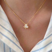 925 Sterling Zilver Moissanite Hart Moeder-van-Parel Ketting Fabriek Groothandel Fijne Liefde Valentijnsdag Jubileum Cadeau Sieraden