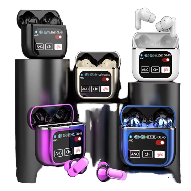 New Smart Touchscreen TWS Wireless Earbuds ANC Noise Cancelling In-ear Stereo Headphones LED Battery Travel Gaming Earphones
