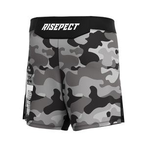 Shorts MMA BJJ à motif camouflage, sans velcro, séchage rapide, design structuré, ourlet fendu sur le côté pour l'entraînement martial - Product Image 3