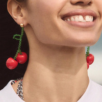 Romantische Zomersieraden Voor Vrouwen Kristalglas Kralen Fruit En Kersen Hart Oorbellen Bloemenpatroon Cadeau