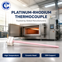 Probe Termokopel Platinum Rhodium Tipe S R B dengan Tabung Pelindung Alumina Korundum 99% dan Kepala Sambungan Keramik, Tahan Suhu Tinggi 0-1800C