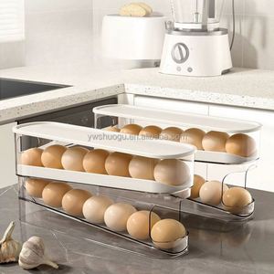 Boîtes de rangement en plastique multifonctionnelles écologiques de style européen, de qualité alimentaire, avec support à œufs roulant pour la conservation en cuisine - Product Image 4